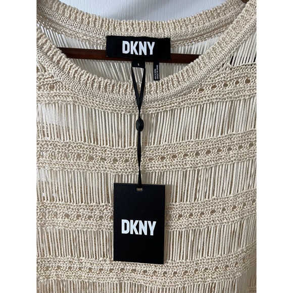 DKNY Sleeveless Open Knit Crew Neck Tank Vest Top - Picture 8 of 10